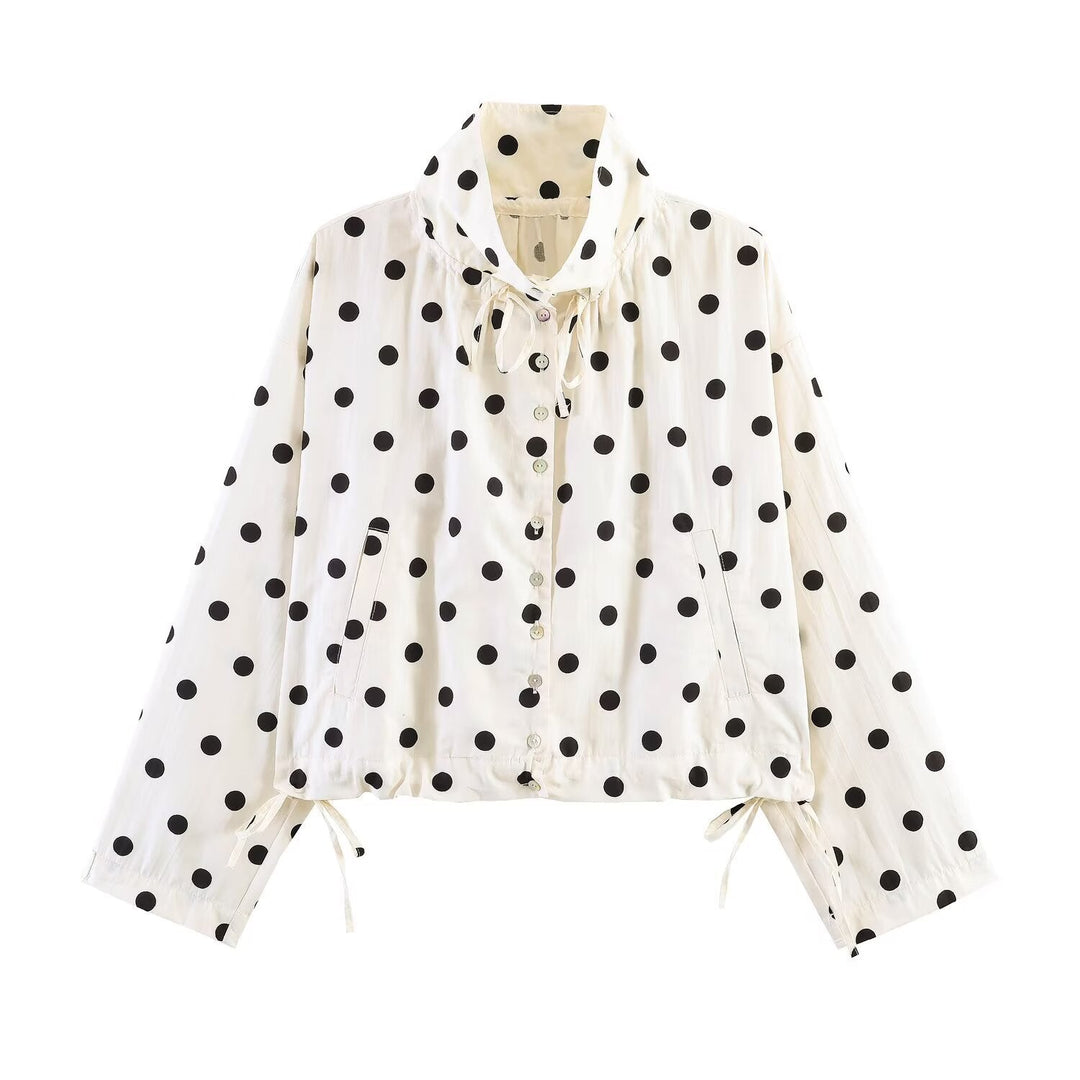 Dam lätt Windbreaker med Stand krage, Ties och dragsko