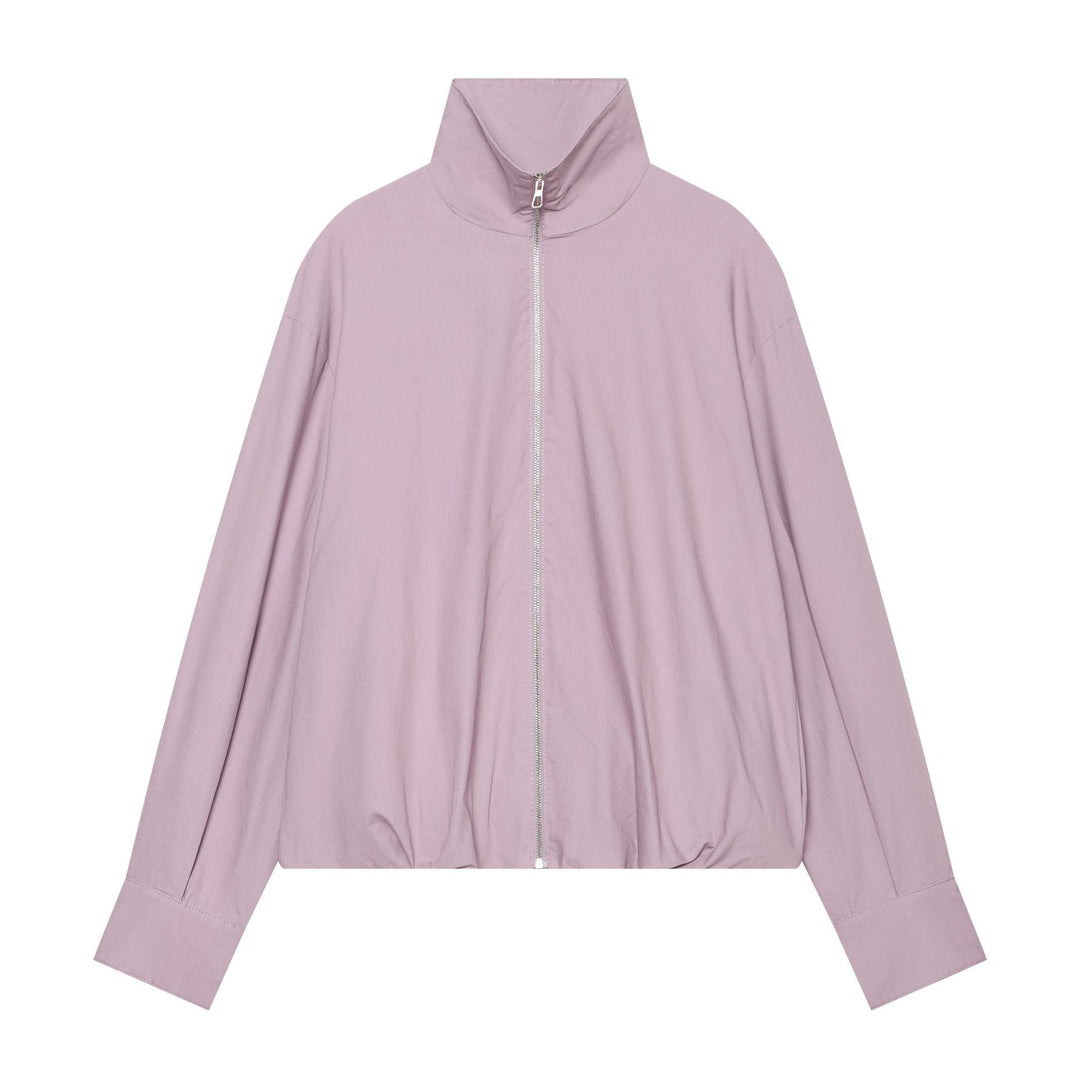 Dam Lätt Vadderad Windbreaker med Stå Krage och Prickig Prick Tryck