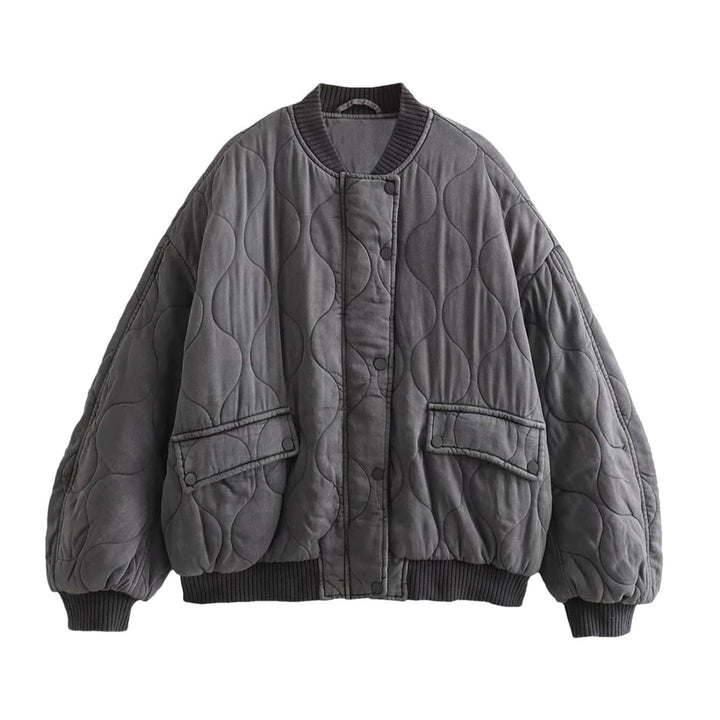 Dam oversized vadderad jacka med hög krage