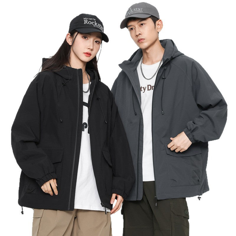 Dam oversize Windbreaker jacka med huva och Cargo fickor