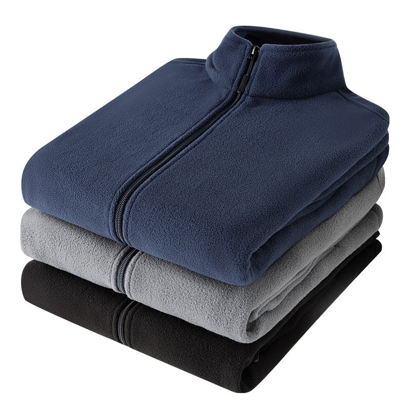 Unisex Lätt Fleece Dragkedja Jacka med Standing Krage, Elastic Muddar &amp; Clean Design