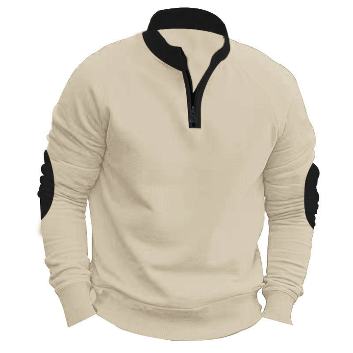 Herr Raglan Pullover med Kort Dragkedja, Ståkrage och Ergonomic Elbow Panels