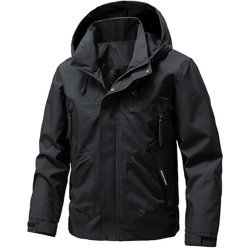 Herr ventilerande softshell utomhusjacka med vindtät Membran, justerbar huva och fickor med dragkedja
