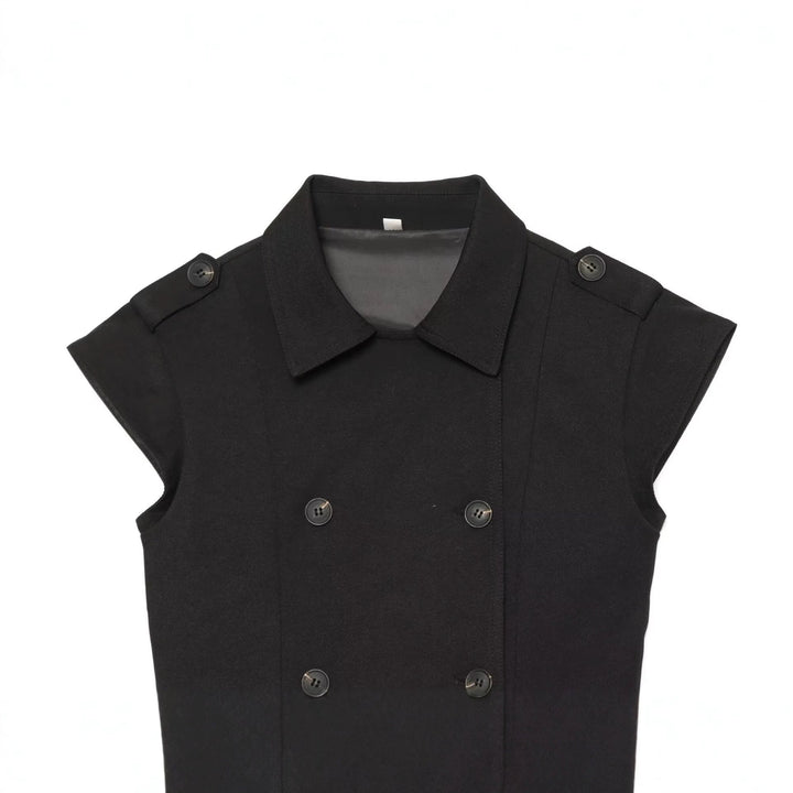 Dam Sleeveless Trench Väst med Double Breasted och Epaulettes