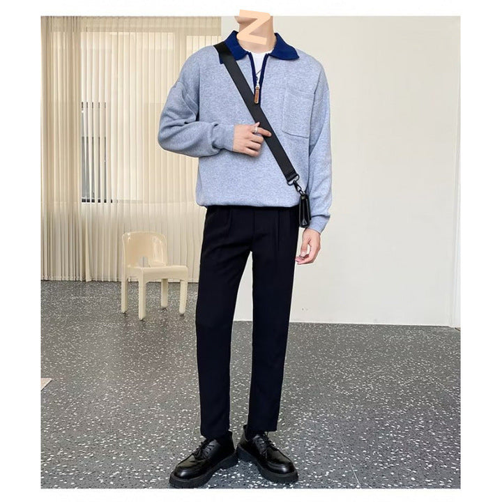 Herr Elegant Sweat Jacka med Ståkrage och Dragkedja