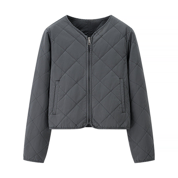 Dam lätt kviltad kort jacka med Round Neck, hel Zip och Subtle midja Length