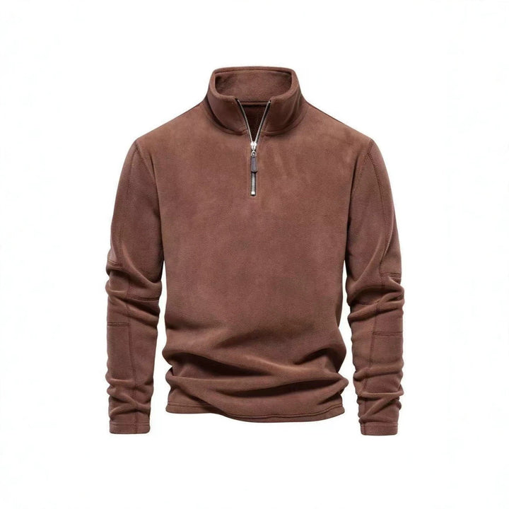 Herr Fleece Pullover med Halv Dragkedja och Ståkrage