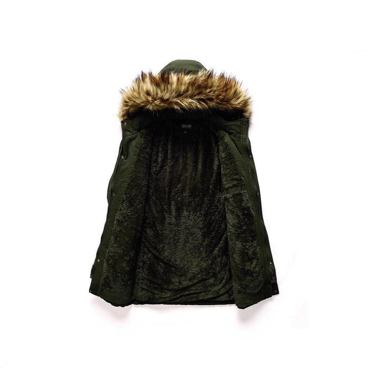 Herr Vinter Parka med Faux Fur Huva och Teddyfoder