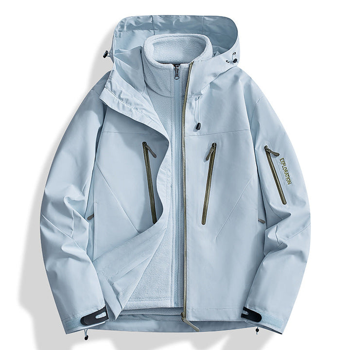 Herr two-in-one softshell utomhusjacka med avtagbar fleece inner jacka och vattentät dragkedjas