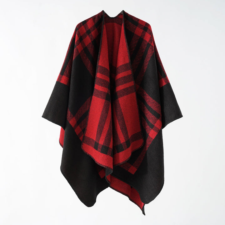 Dam oversized Web poncho i Boxy kimono skärning med Geometric Check Structure