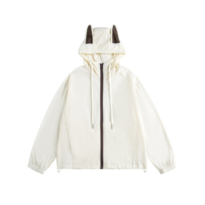 Dam Light med Huva Anorak med Ear Appliqué och Dragsko
