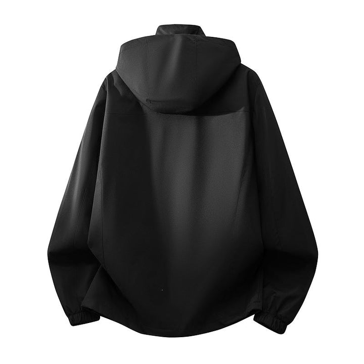 Herr Lätt Water-Repellent med Huva Softshell Jacka med Mesh Foder, Dragkedja Fickor &amp; Elastiska Muddar