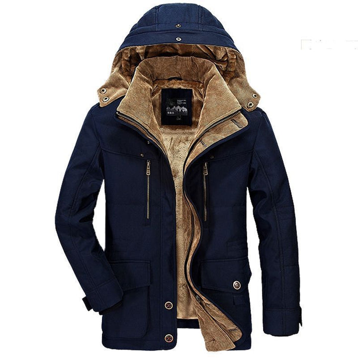 Herr Canvas Parka med Manchester Inre Krage, Uttagbar Huva och Warming Termisk Foder