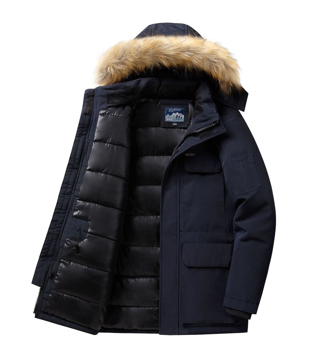 Herr Expedition Parka med Avtagbar Huva och Faux Fur Trim