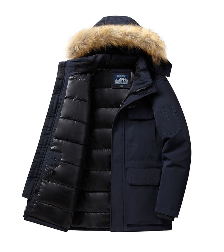 Herr Expedition Parka med Avtagbar Huva och Faux Fur Trim