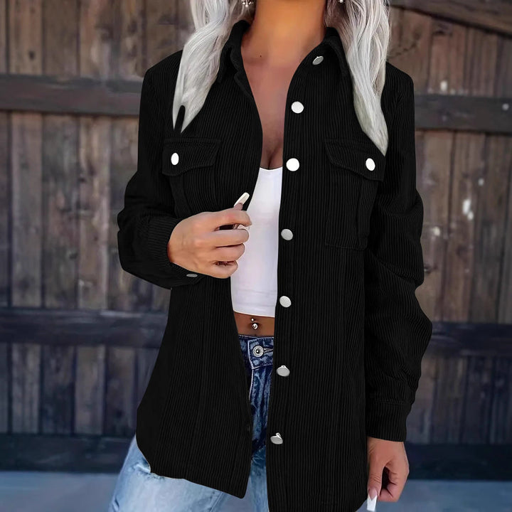 Dam Longline manchester Shirt jacka med Chest Flaps och Snap knäppning