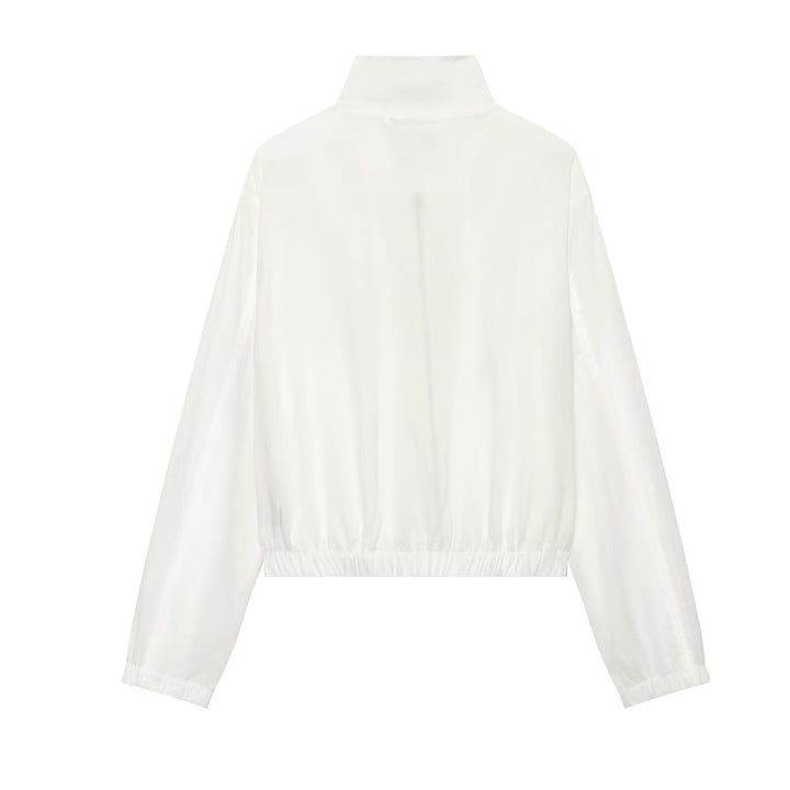 Dam Kort Blouson i A Minimalistisk Clean Look med A Hög Standing Krage och Elastic Waistband.
