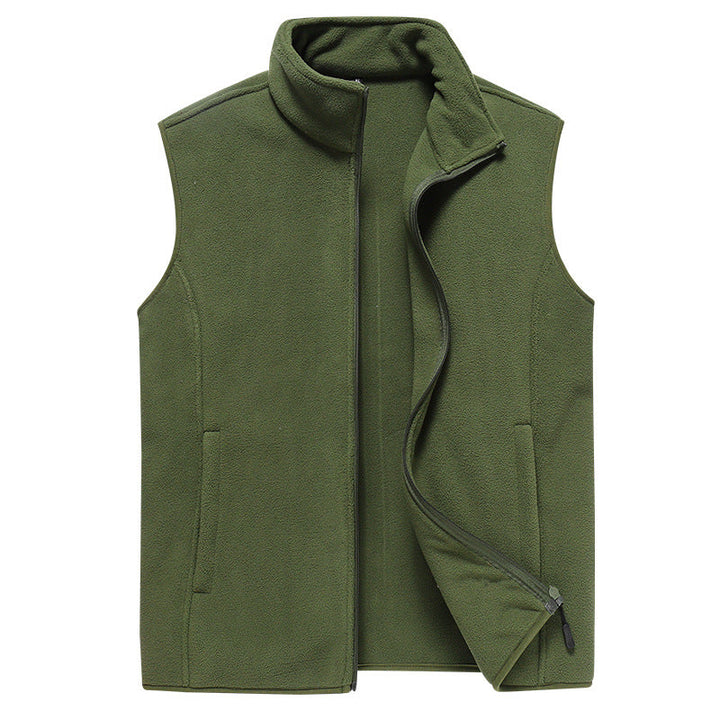 Herr Sleeveless Microfleece Väst med Stående Krage och Dold Two-Way Zip