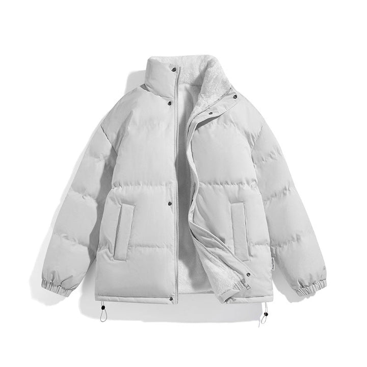 Unisex Boxy pufferjacka med hög ståkrage, dold dragkedja och justerbar dragsko fåll