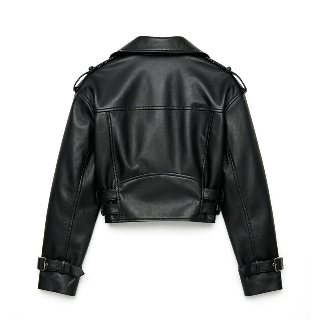 Dam Snygg Bikerjacka med Waist Belt