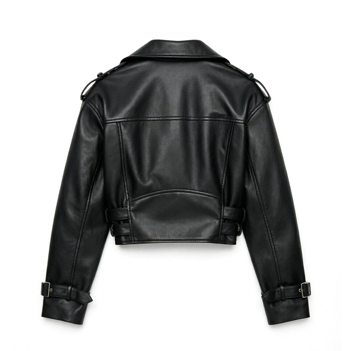 Dam Snygg Bikerjacka med Waist Belt