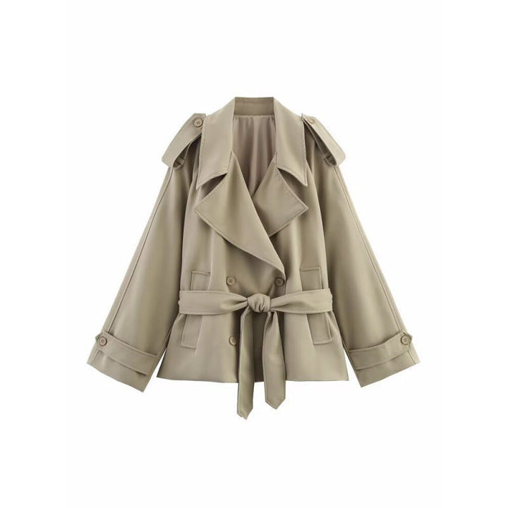 Dam kort trenchcoat med Ties och Cape ärmar