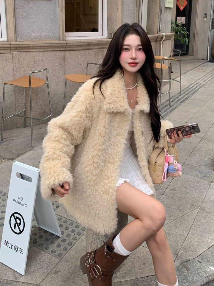 Dam Cozy Faux Fur teddy kappa in oversize skärning