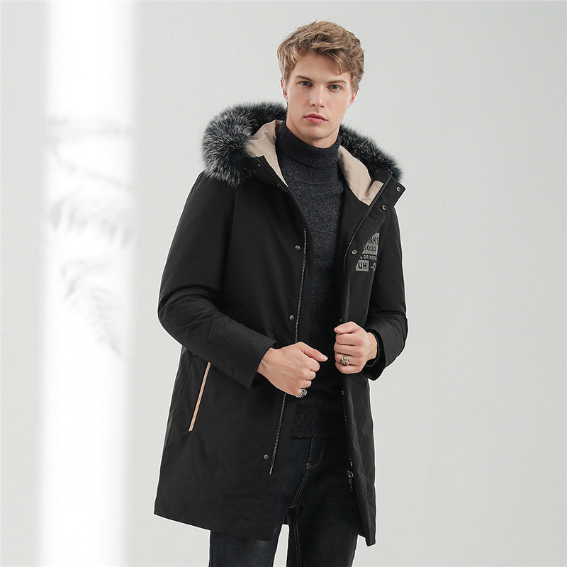 Herr Urban Vinter Parka med Uttagbar Faux Fur Huva, Termiskly Insulating Quiltad Foder, och Dold Dragkedja