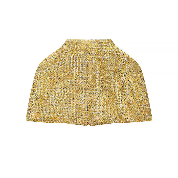 Dam kort axel cape med front dragkedja och structured bouclé look