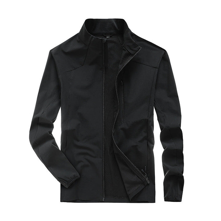 Herr Teknisk Softshell Jacka med Hög Ståkrage, Andningsbar Membran &amp; Minimalistisk Dragkedja Fickor