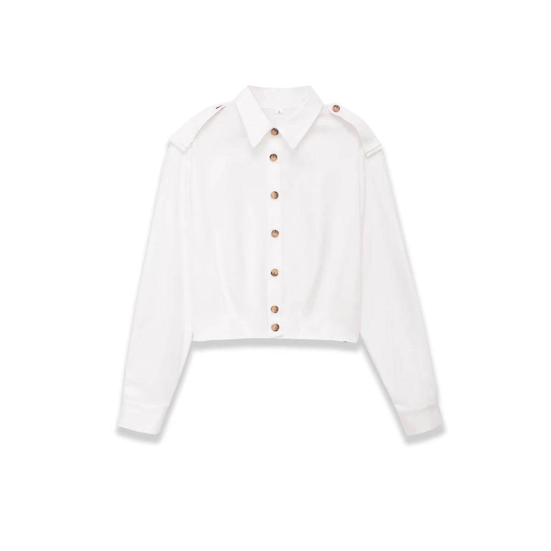 Dam Kort Skjortjacka med Epaulettes och Shaping Darts