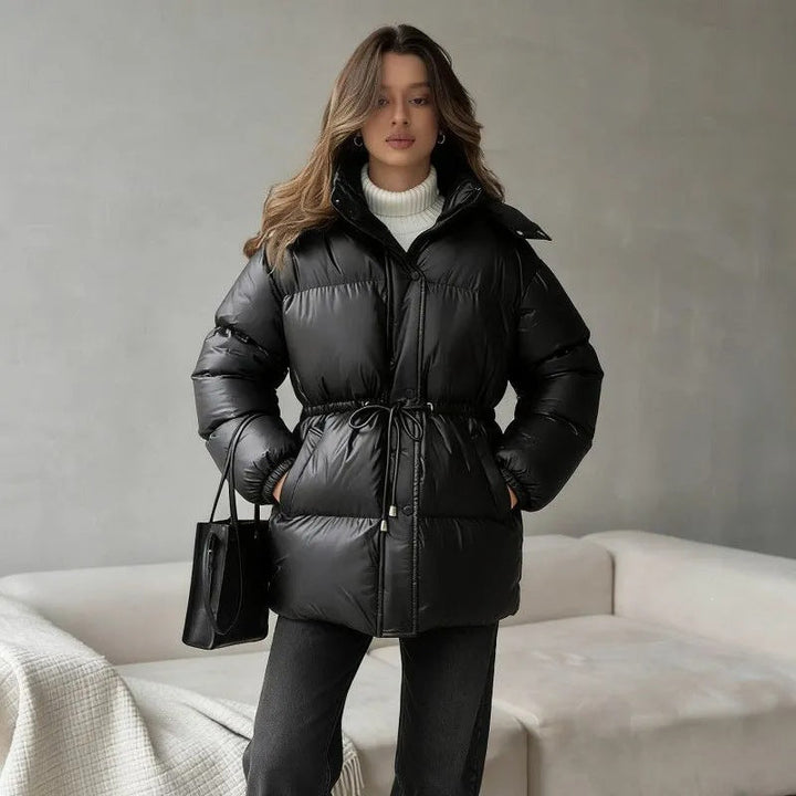 Dam Fashion Hooded jacka med Waist Drawstring