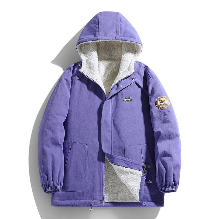 Herr Vadderad Canvas Parka med Sherpa Fleecefoder och Huva
