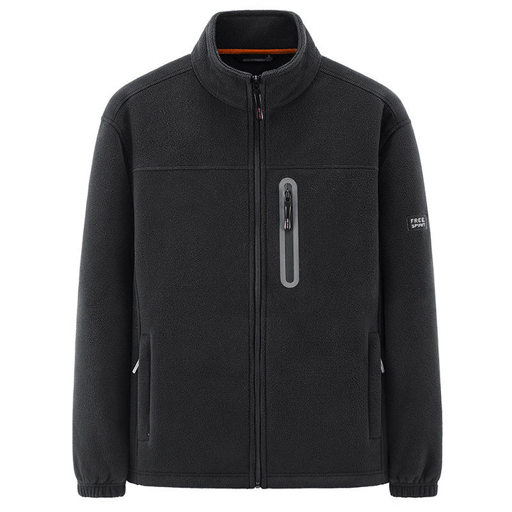 Herr Insulating Microfleece Funktionell Jacka med Vattentät Bröstficka och Ståkrage