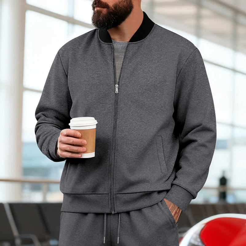 Herr Nan Urban Sweat Track Jacka med Ståkrage Concealed Dragkedja Elastic Rib Muddar och Sidofickor