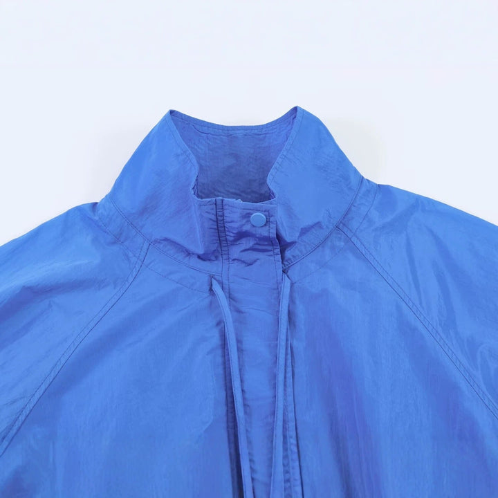 Dam lätt Wind och resa jacka med Stand krage, dold Snap Placket och fåll med dragsko