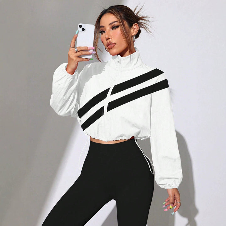 Dam Cropped vindjacka med hög krage och Drawstring