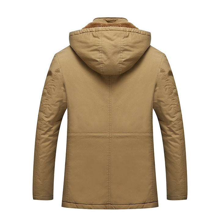 Herr Canvas Fält Parka med Varm Teddy Fleecefoder, Huva och Flera Fickor