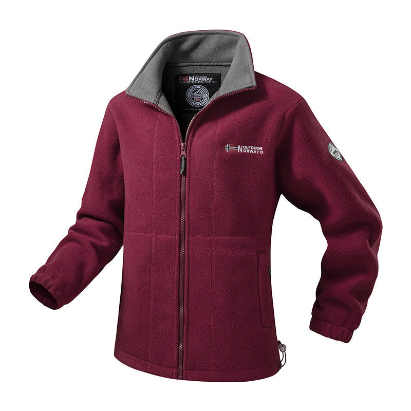 Herr Fleece Jacka med Hög Krage, Brushed Inner Side och Concealed Dragkedja Fickor