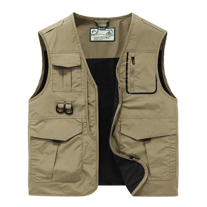 Herr Multifunctional Utomhus Utility Väst med Multi-Pockets, Mesh Foder och D-Rings