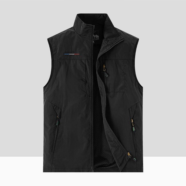 Herr Technical Utomhus Väst med Andningsbar Mesh Foder, Zippered Fickor och Standing Krage