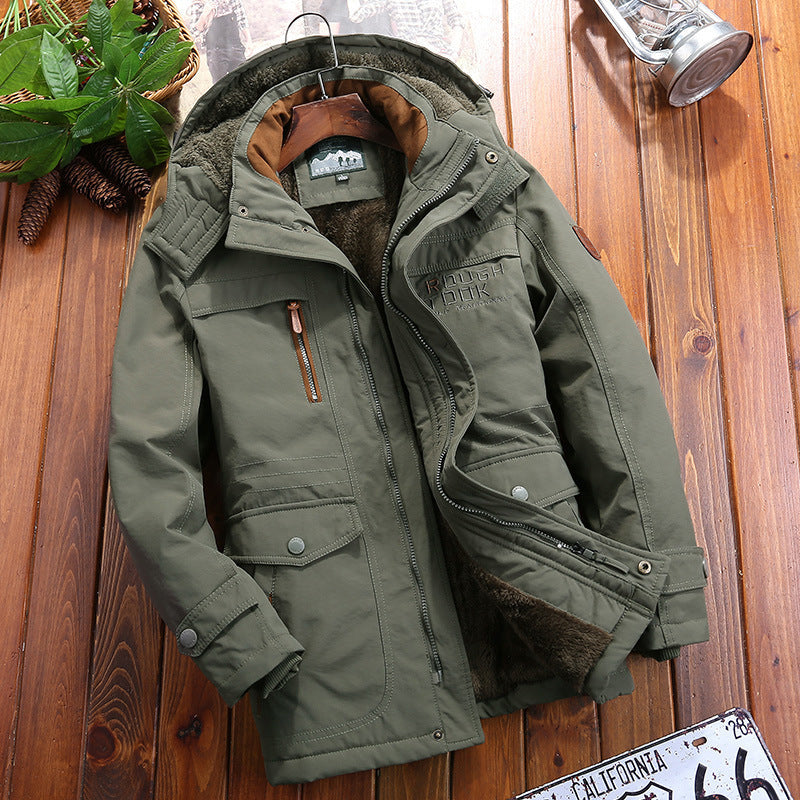 Herr Warming Canvas Fält Parka med Teddyfoder, Huva, och Multifunctional Utility Fickor