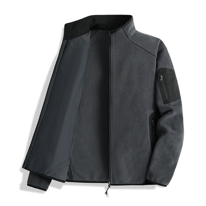 Herr Fleece Jacka med Stående Krage och Softshell Inserts