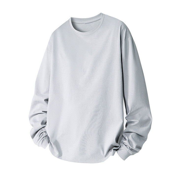 Herr Oversized College-Tröja Gjord av Bomullsblandning med Round Neckline och Ribbstickade Muddar