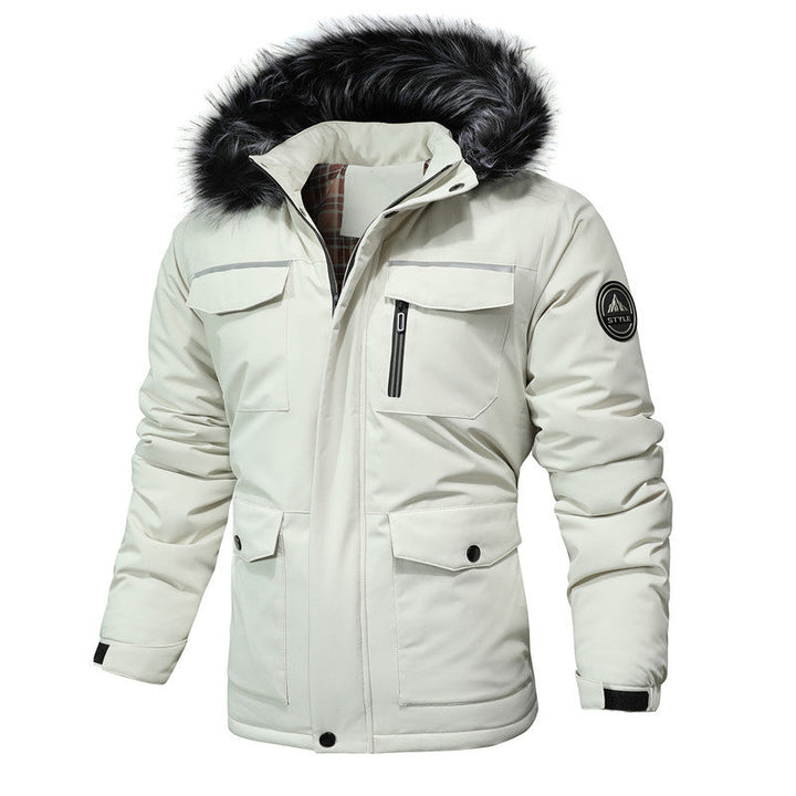 Herr Värmande parka med Fusk Päls Huva och vattenavvisande Isolering