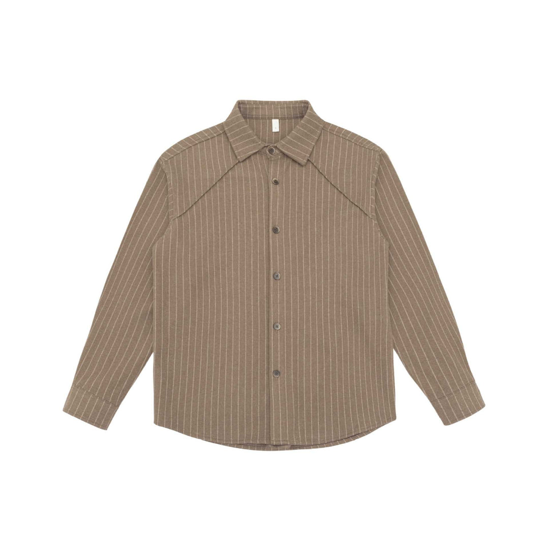 Dam Oversized Skjorta Jacka med Distinctive Axel Yoke och Pinstripes