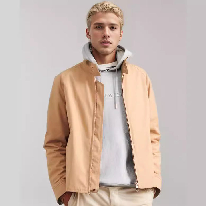 Herr Short Jacka i Blouson Stil med Manchester Krage och Metal Zip