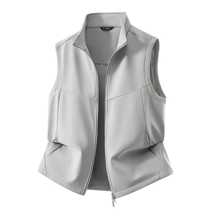 Dam ärmlös softshell väst med ståkrage, Stretch foder och två-Way dragkedja