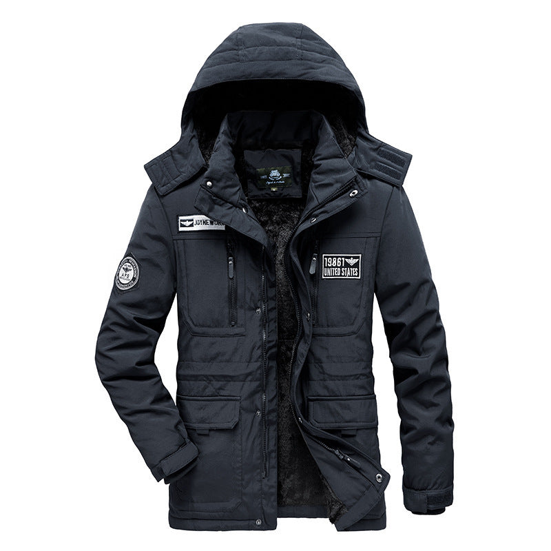 Herr Vadderad Fält Parka med Huva, Cozy Teddyfoder och Tactical Multi-Pockets