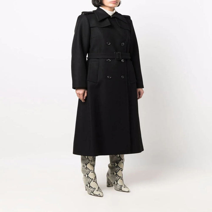 Dam trenchcoat-stil overcoat med defined midja och shoulder straps